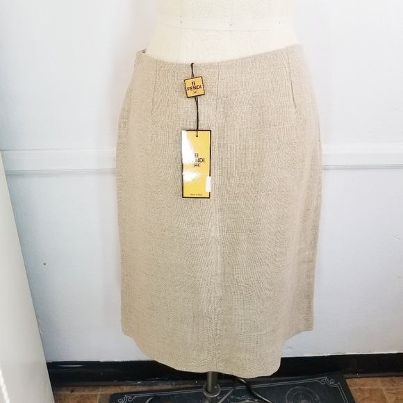 Fendi 360| Linen Midi‎ Length Skirt 44 - Picture 8 of 9